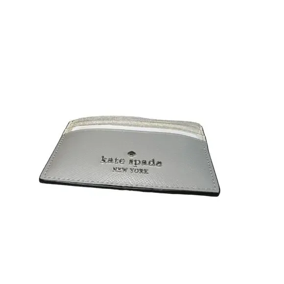 Kate Spade Madison Small Slim Card Holder Platinum Grey Multi - Picture 3 of 7
